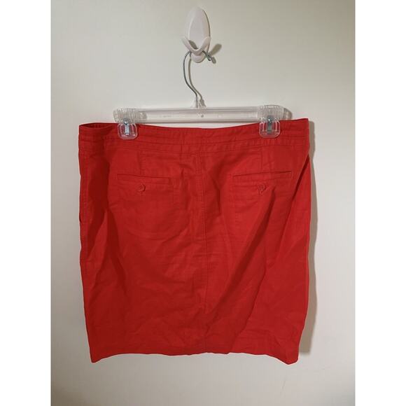 Talbots Skirt Womens 6 Red Knee Length Linen Blend Pockets Drawstring Casual - Picture 3 of 7